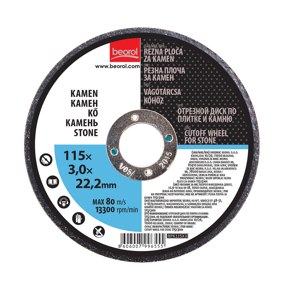 Cutting disc for stone, ø115x3mm Beorol