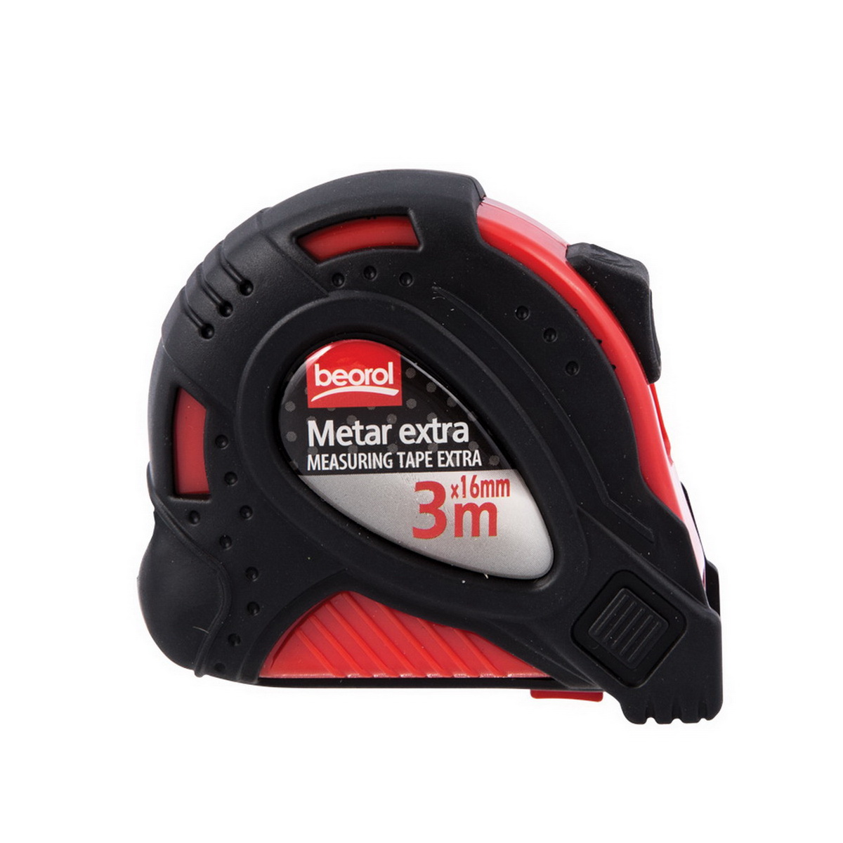 Steel measuring tape 10ft/ 3m, red body/black cover 