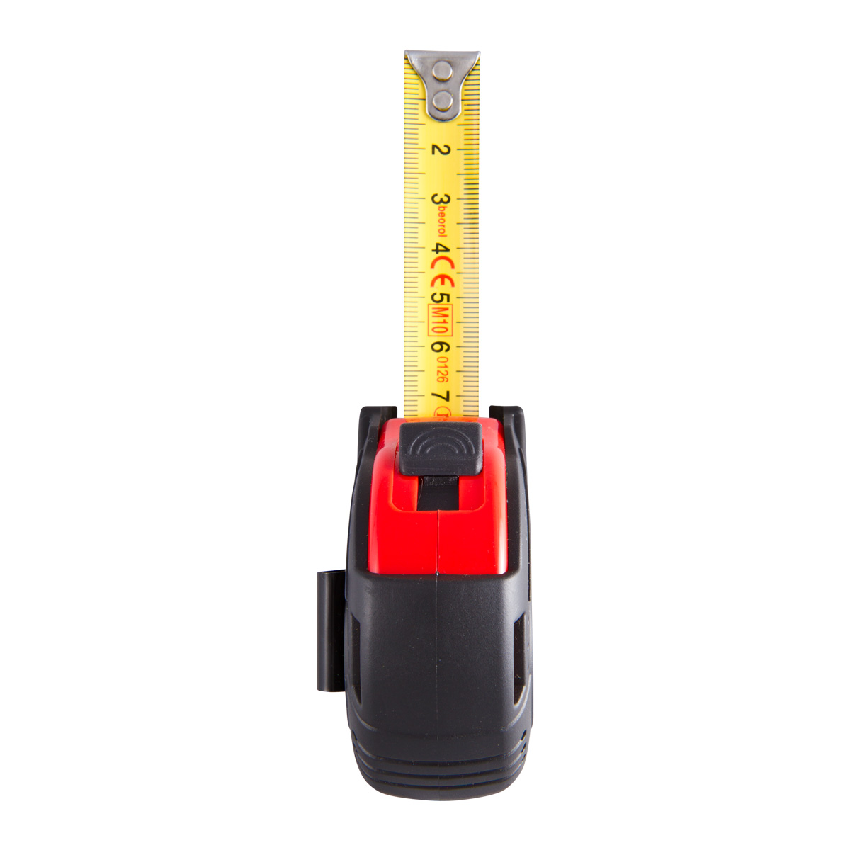 Steel measuring tape 10ft/ 3m, red body/black cover 