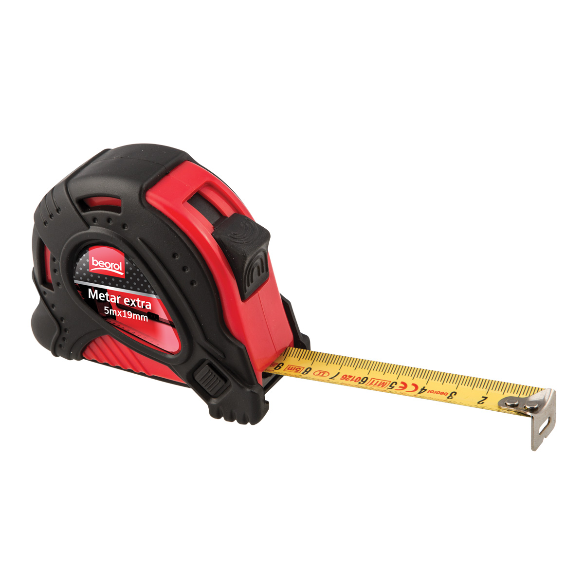 Steel measuring tape 10ft/ 3m, red body/black cover 