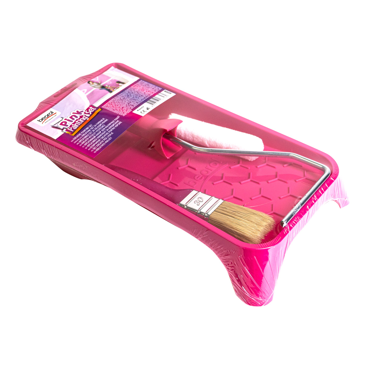 Pink Painting Set - tray, brush, mini roller 