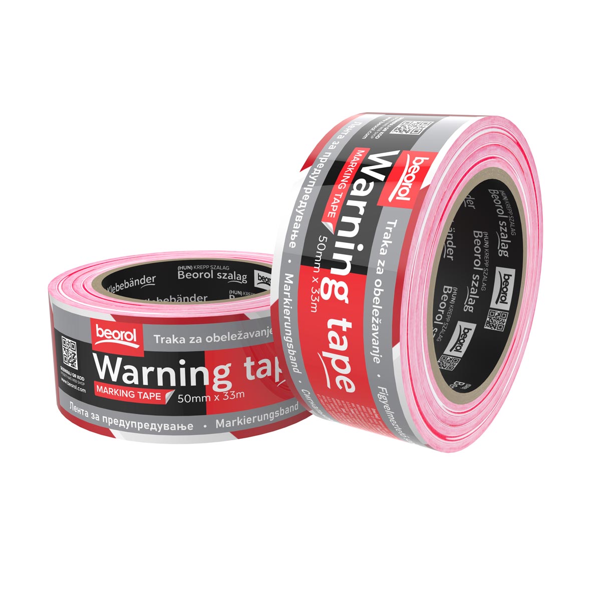 Warning tape 50mm x 33m, red/white 