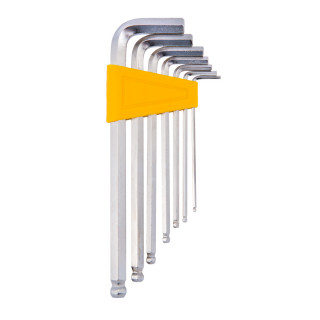 Inbus ball point hex keys, chromeplated, set 7pcs 