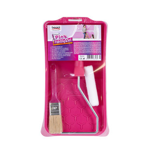 Pink Painting Set - tray, brush, mini roller 