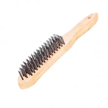 Scratch brush w/t wooden handle steel wire 5 rows 