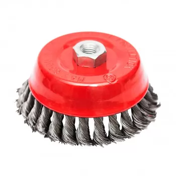 Circular cup brush, steel twisted wire ø125mm, for angle grinder 