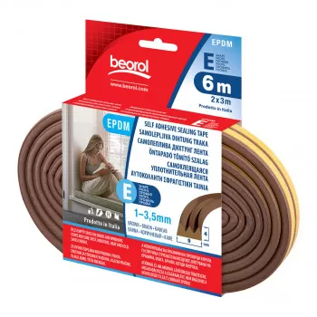 Seal strip E-profile, brown 6m 