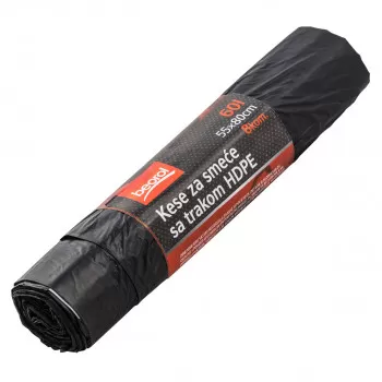 Garbage bags with tape, 60Lit, 8pcs 