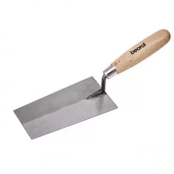Bricklaying trowel, wooden handle, square shape 160mm 