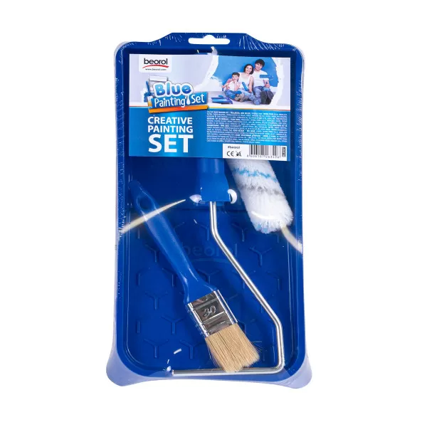 Blue Painting Set - tray, brush, mini roller 