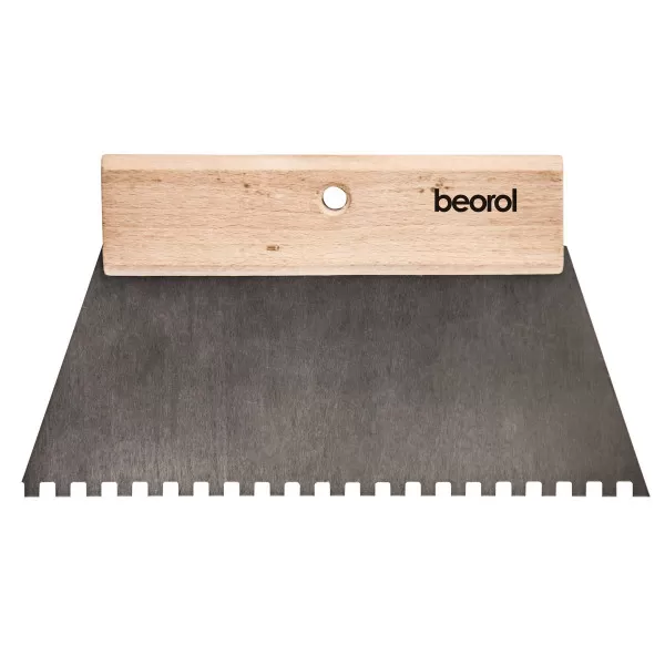 Scraper short wooden handle 250mm with teeth 