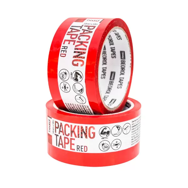 Packing tape, 50mm x 50m, red 