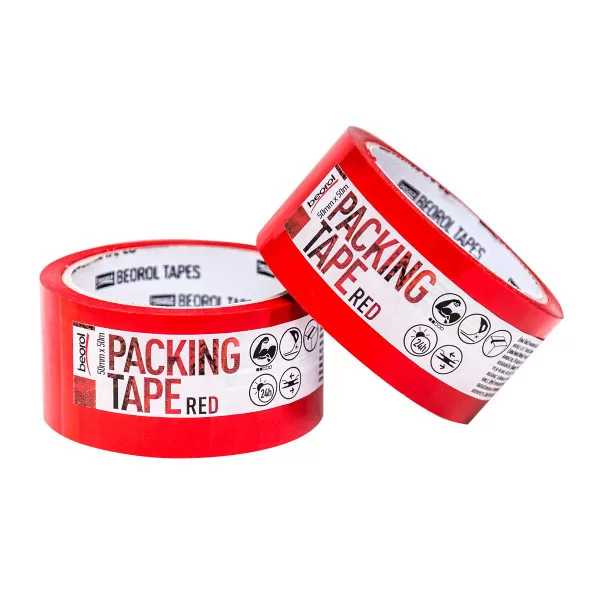 Packing tape, 50mm x 50m, red 