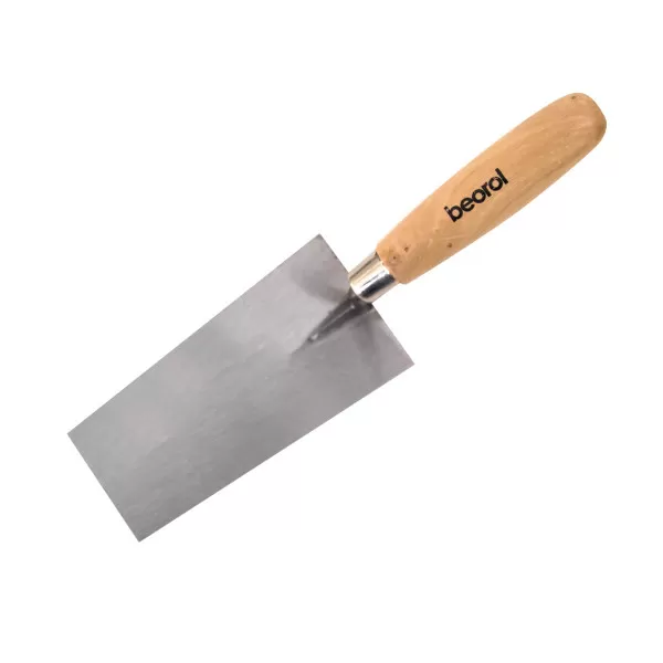 Bricklaying trowel, wooden handle, square shape 160mm 