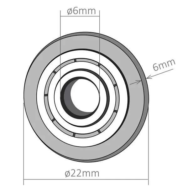 Cutting wheel with bearings Ø22xØ6x6mm 