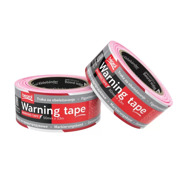 Warning tape 50mm x 33m, red/white 