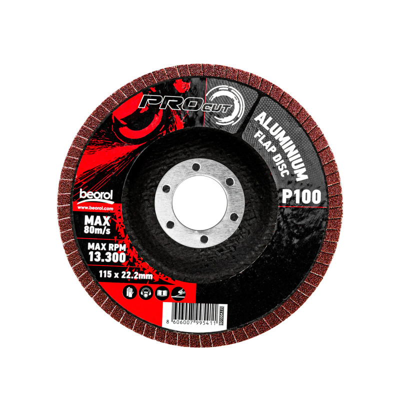 Flap disc aluminum ø115mm, grit 100 Beorol