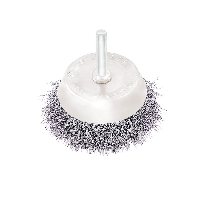 Circular cup brush, steel wire ø65mm, for drill 