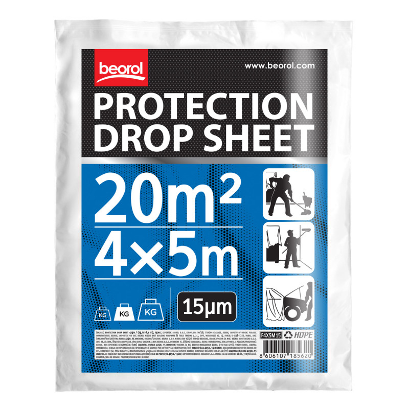 Protection drop sheet 4x5m / (13,1x16,4 ft),15mic 