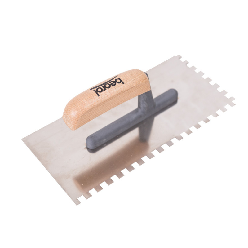 Plastering trowel, stainless steel, wooden handle 8x8mm Beorol