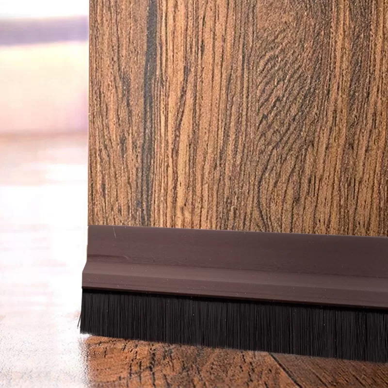 Adhesive PVC draught-exwith brush for the 1m brown 