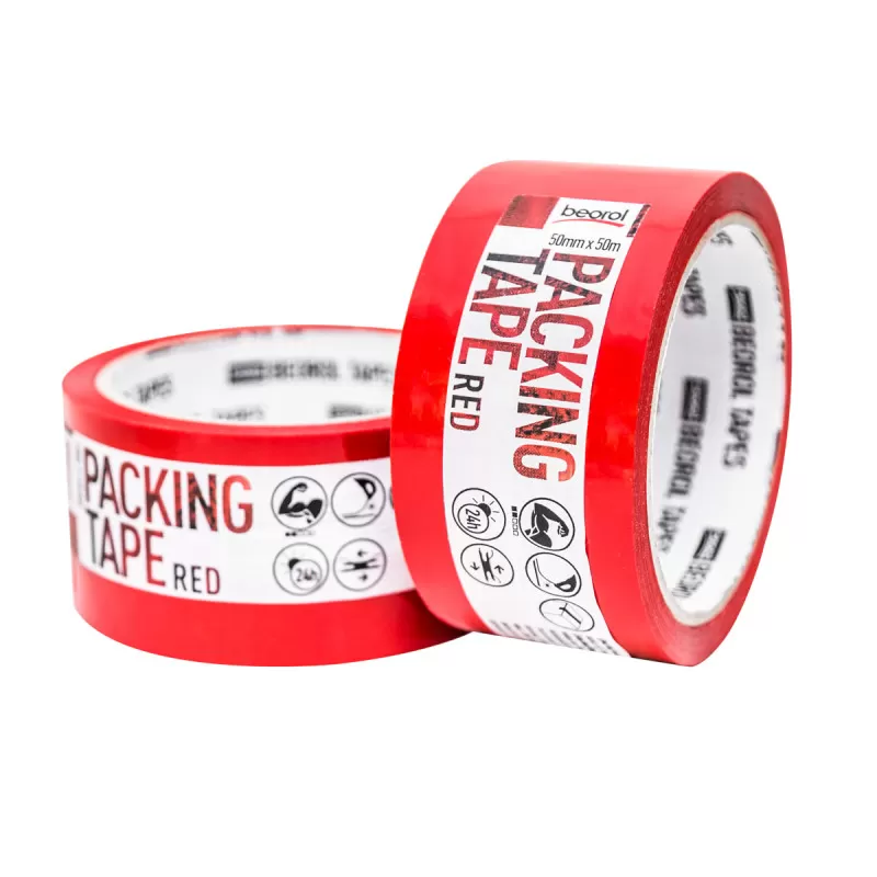 Packing tape, 50mm x 50m, red 