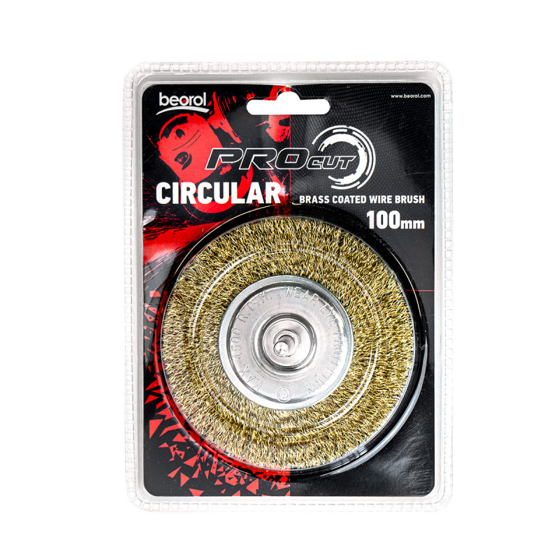 Circular brass coated wire brush for drill, ø100mm Beorol