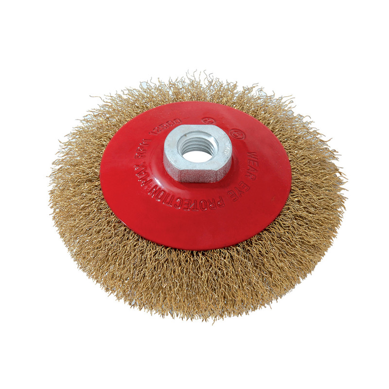 Circular brass coated wire brush for angle grinder, ø115mm Beorol